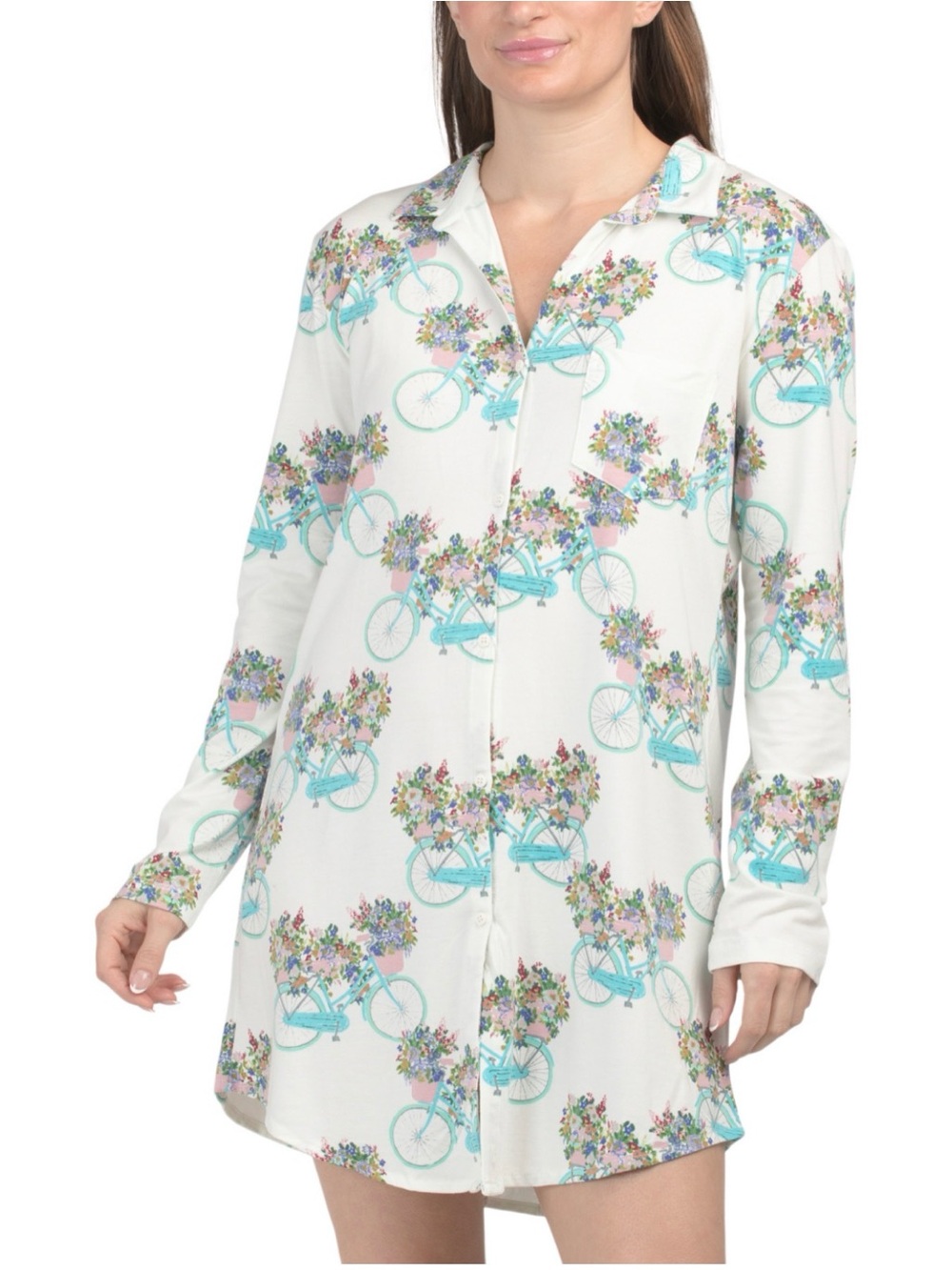 The Cat’s Pajamas Floral Bicycle White Sleep Shirt